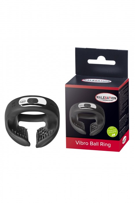 Черное эрекционное виброкольцо для пениса и мошонки Vibro Ball Ring - MALESATION - в Краснодаре купить с доставкой