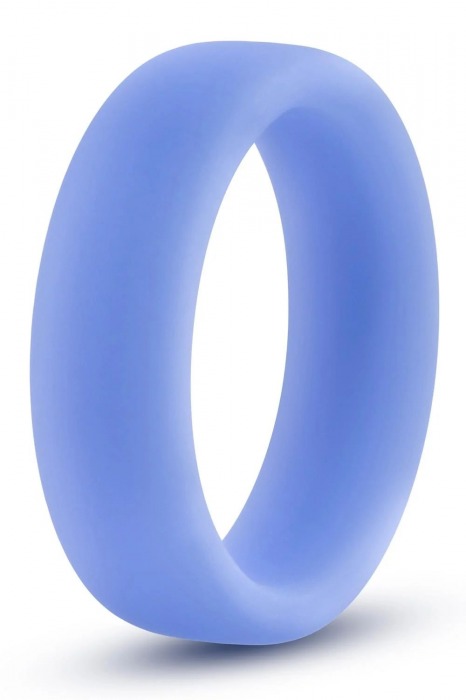 Голубое люминесцентное кольцо Silicone Glo Cock Ring - Blush Novelties - в Краснодаре купить с доставкой