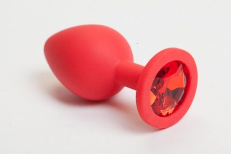 Красная силиконовая пробка с алым стразом - 7,1 см. - 4sexdreaM - купить с доставкой в Краснодаре