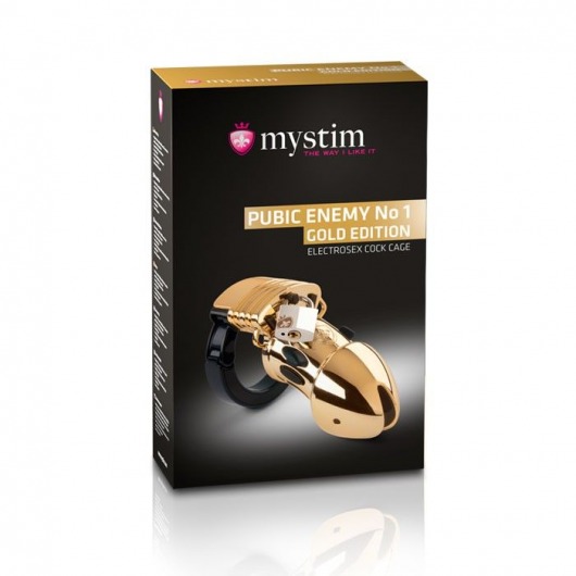 Золотистый пояс верности Pubic Enemy No1 Gold Edition для электростимуляции - MyStim - купить с доставкой в Краснодаре