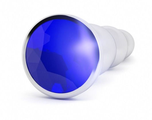 Серебристая анальная пробка-ёлочка с фиолетовым кристаллом - 14 см. - Shots Media BV - купить с доставкой в Краснодаре