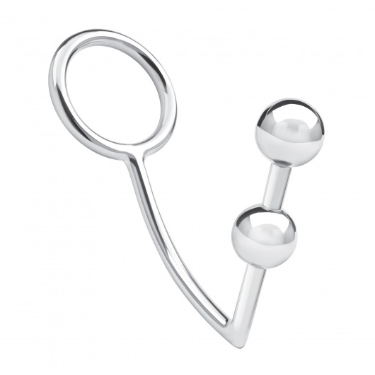 Кольцо на пенис с анальным стимулятором Two Bead Stainless Steel Anal Hook   Cock Ring - BlueLine - в Краснодаре купить с доставкой
