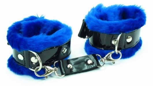 Синие наручники с мехом BDSM Light - БДСМ Арсенал - купить с доставкой в Краснодаре