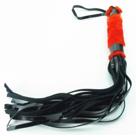 Плеть из лака с красным мехом BDSM Light - 43 см. - БДСМ Арсенал - купить с доставкой в Краснодаре