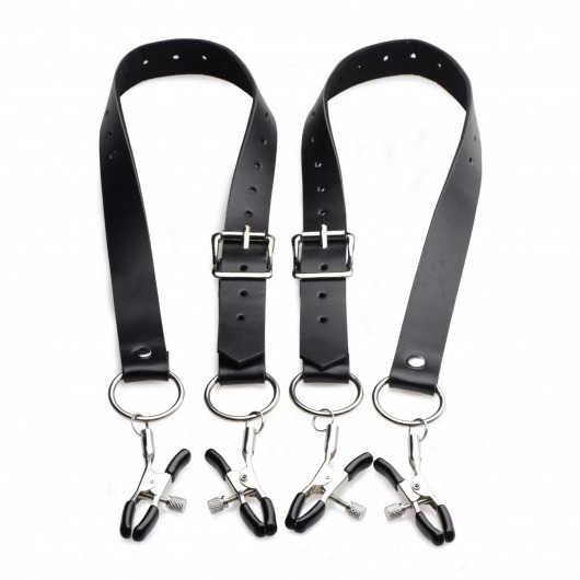 Ремни с зажимами для половых губ Spread Labia Spreader Straps with Clamps - XR Brands - купить с доставкой в Краснодаре