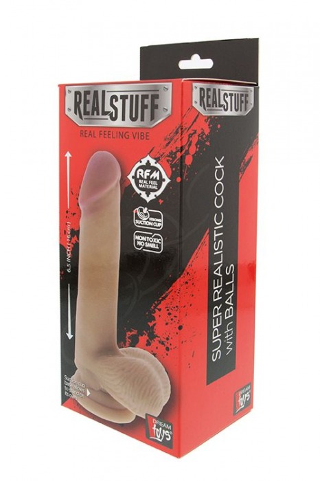 Реалистичный фаллоимитатор REALSTUFF 6.5INCH DONG W. SCROTUM - 16,5 см. - Dream Toys