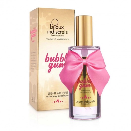 Разогревающее массажное масло Light My Fire Bubble Gum с ароматом бабл-гам - 100 мл. - Bijoux Indiscrets - купить с доставкой в Краснодаре