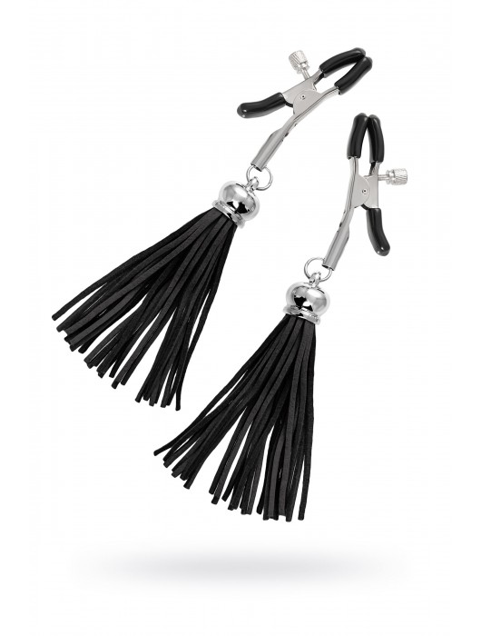 Зажимы на соски «Прищепки» с черными кисточками из замши - Pecado - купить с доставкой в Краснодаре