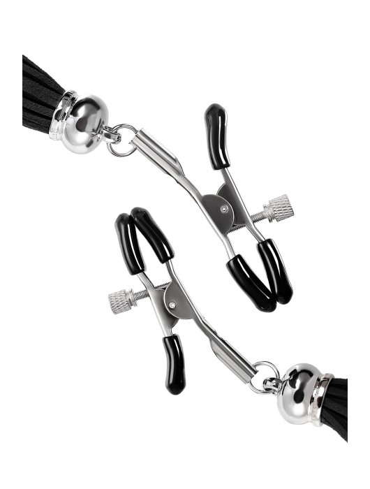 Зажимы на соски «Прищепки» с черными кисточками из замши - Pecado - купить с доставкой в Краснодаре