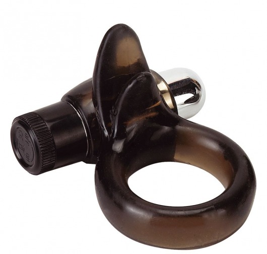 Дымчатое эрекционное кольцо VIBRO RING CLITORAL TONGUE BLACK - Seven Creations - в Краснодаре купить с доставкой
