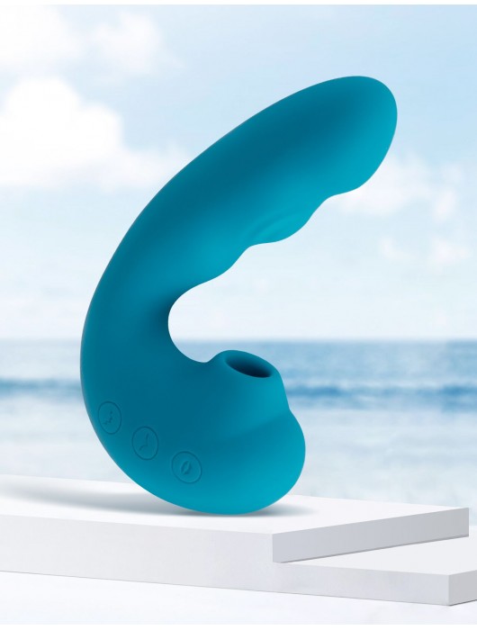 Голубой вибратор Tara с вакуумной стимуляцией и функцией постукивания - BeYourLover