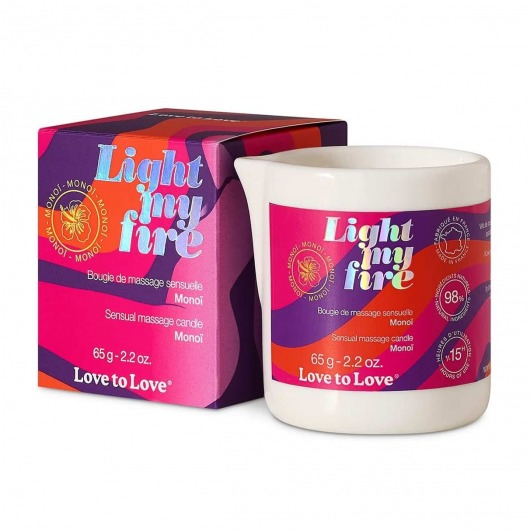 Массажная свеча Light My Fire с ароматом моной - 80 мл. - Love to Love - купить с доставкой в Краснодаре