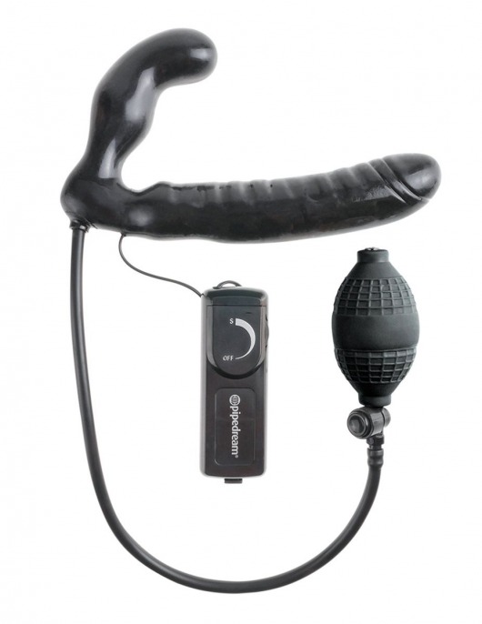 Фаллоимитатор с ручным насосом Inflatable Vibrating Strapless Strap-On - 16,5 см. - Pipedream - купить с доставкой в Краснодаре