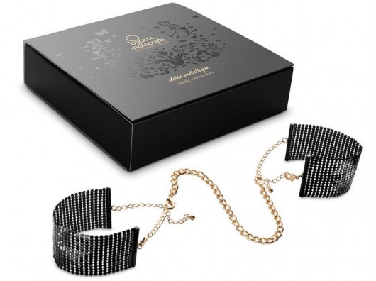 Чёрные дизайнерские наручники Desir Metallique Handcuffs Bijoux - Bijoux Indiscrets - купить с доставкой в Краснодаре