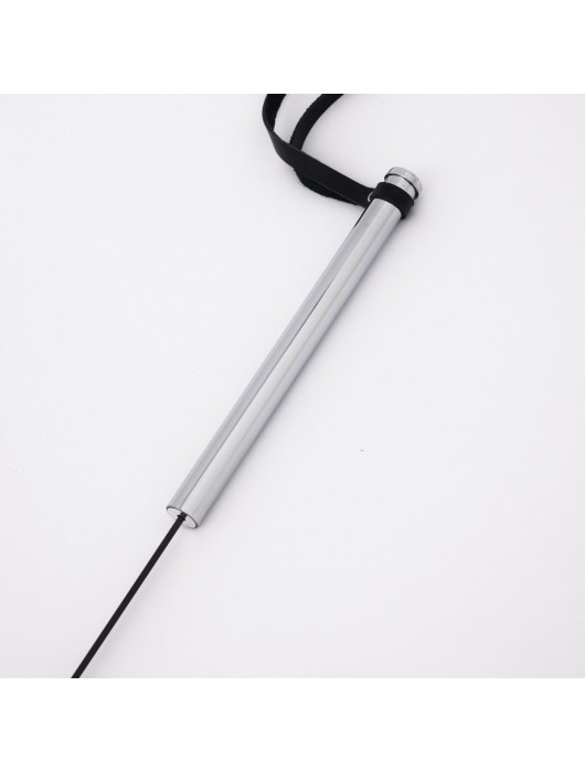 Стек с широким черным кожаным наконечником и металлической ручкой - 67 см. - Crazy Handmade - купить с доставкой в Краснодаре