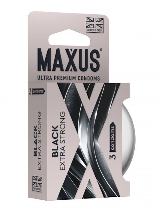 Черные утолщенные презервативы MAXUS Extra Strong с железным кейсом - 3 шт. - Maxus - купить с доставкой в Краснодаре