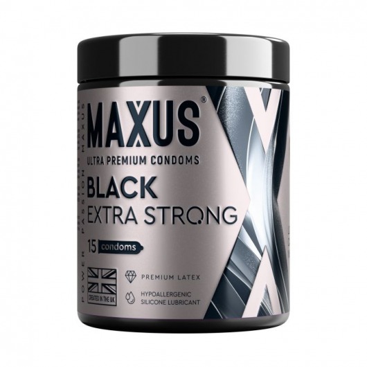 Черные утолщенные презервативы MAXUS Extra Strong с железным кейсом - 15 шт. - Maxus - купить с доставкой в Краснодаре