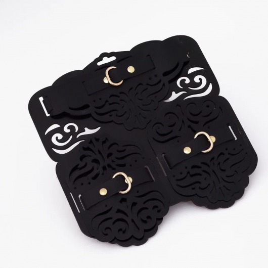 Фигурный набор для БДСМ-игр с узорами и золотистой фурнитурой - Crazy Handmade - купить с доставкой в Краснодаре