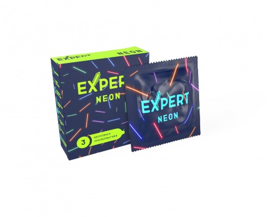 Светящиеся в темноте презервативы Expert Neon - 3 шт. - Expert - купить с доставкой в Краснодаре