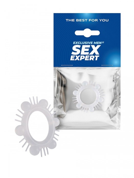 Эластичное эрекционное кольцо с шипиками и шариками - Sex Expert - в Краснодаре купить с доставкой