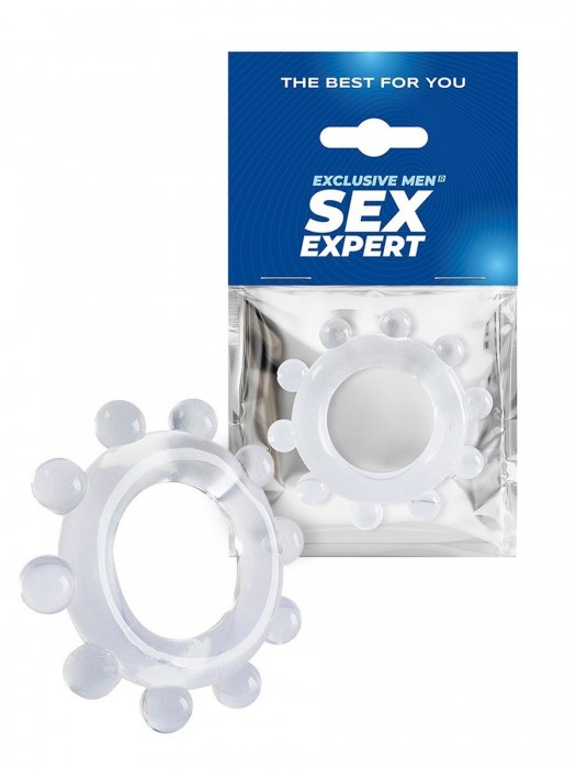 Прозрачное эрекционное кольцо со стимулирующими шариками - Sex Expert - в Краснодаре купить с доставкой