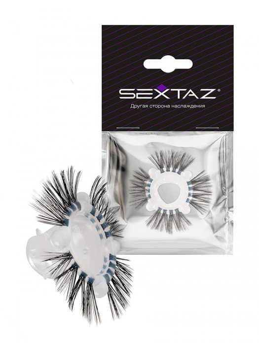 Эластичное эрекционное кольцо с черными «ресничками» - Sextaz - в Краснодаре купить с доставкой