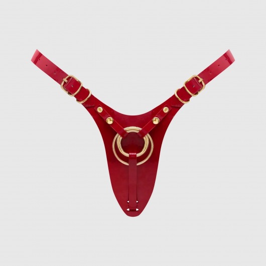 Красный пояс для фиксации насадок Strap-On-Me Leatherette Harness Fabulous - Strap-on-me - купить с доставкой в Краснодаре