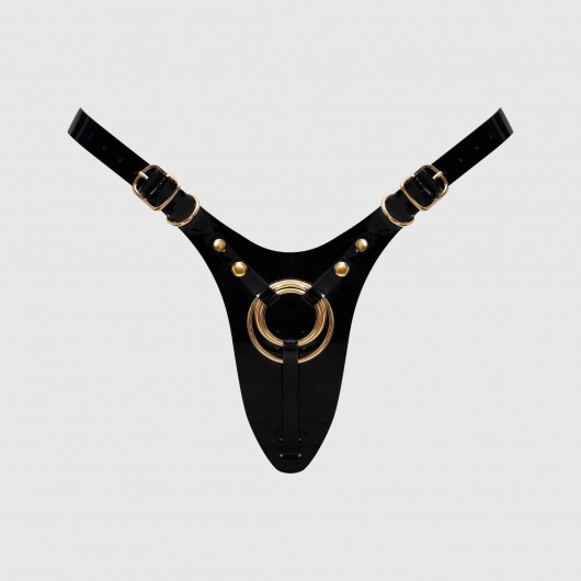 Черный пояс для фиксации насадок Strap-On-Me Leatherette Harness Fabulous - Strap-on-me - купить с доставкой в Краснодаре