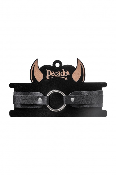 Черный кожаный чокер-ошейник со скруглёнными углами - Pecado - купить с доставкой в Краснодаре