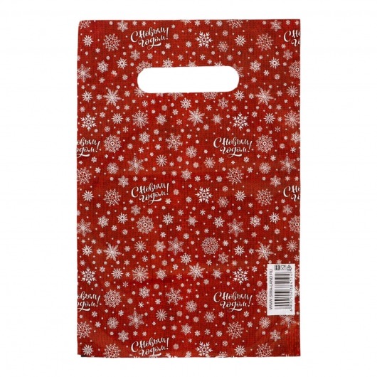 Красный подарочный новогодний пакет с вырубной ручкой (20х30 см) - Сима-Ленд - купить с доставкой в Краснодаре