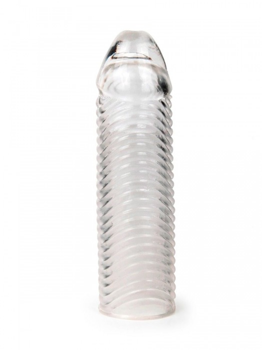 Прозрачная закрытая насадка на пенис с ребрышками - 16 см. - Sex Expert - в Краснодаре купить с доставкой