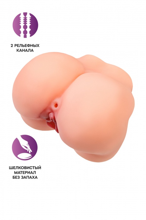 Реалистичный мастурбатор в форме попки с 2 любовными входами - No Name - в Краснодаре купить с доставкой