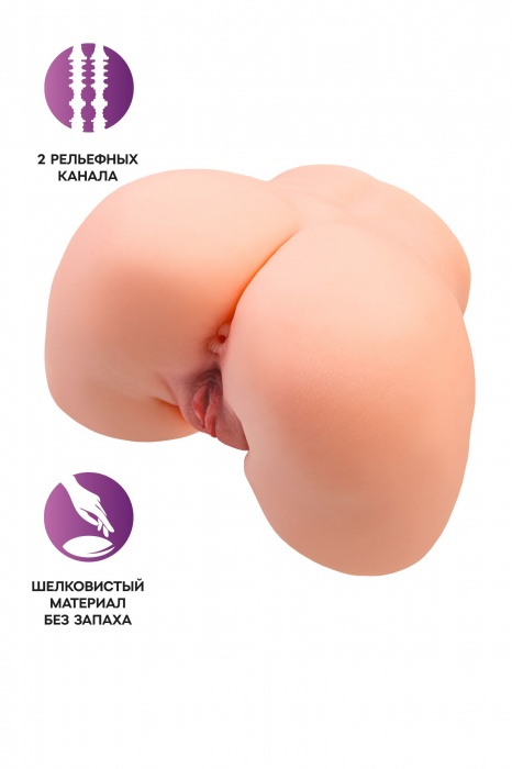 Телесный мастурбатор в форме попки с 2 любовными входами - No Name - в Краснодаре купить с доставкой