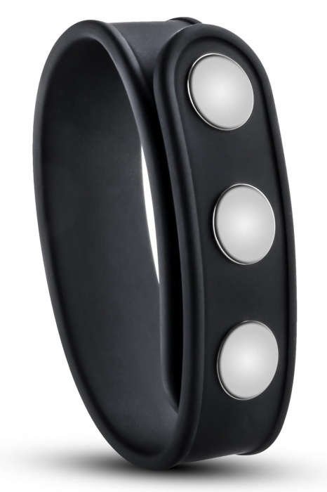 Черное эрекционное кольцо на кнопках - Blush Novelties - в Краснодаре купить с доставкой