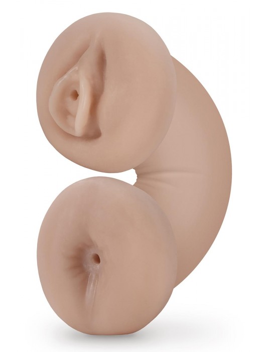 Телесный люминесцентный двусторонний мастурбатор Tasha - Blush Novelties - в Краснодаре купить с доставкой