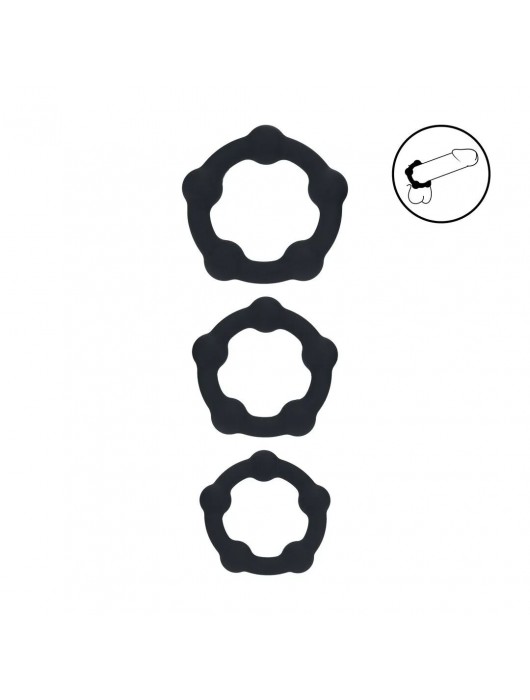 Набор из 3 эрекционных колец Beaded Silicone Cockring Set - Shots Media BV - в Краснодаре купить с доставкой