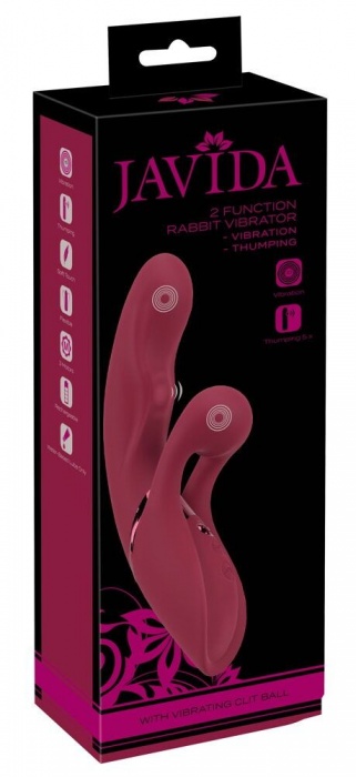 Малиновый вибратор-кролик с функцией постукивания 2 Function Rabbit Vibrator - 22,3 см. - Orion