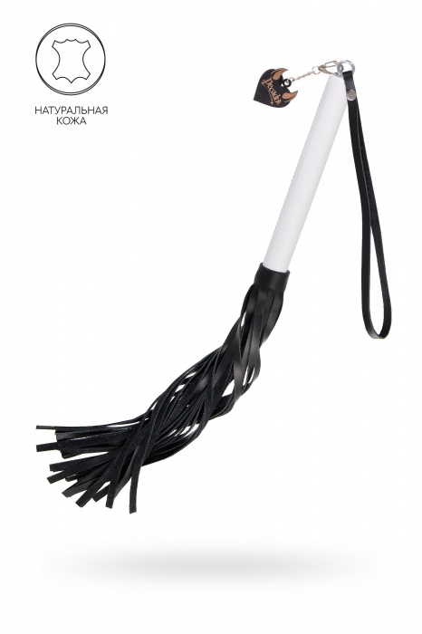 Плеть с белой рукоятью и чёрными хлыстами - 50 см. - Pecado - купить с доставкой в Краснодаре
