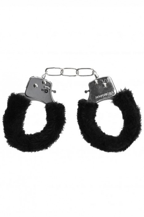 Чёрные пушистые наручники OUCH! Black - Shots Media BV - купить с доставкой в Краснодаре