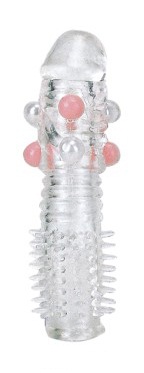Прозрачная насадка на фаллос с закрытой головкой и шишечками - Sextoy 2011 - в Краснодаре купить с доставкой