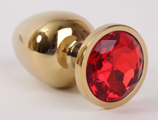 Золотистая анальная пробка с красным кристаллом - 9,5 см. - 4sexdreaM - купить с доставкой в Краснодаре