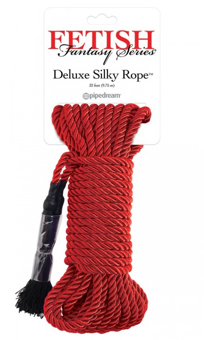 Красная веревка для фиксации Deluxe Silky Rope - 9,75 м. - Pipedream - купить с доставкой в Краснодаре