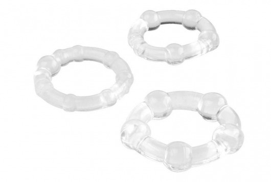 Набор из 3 прозрачных эрекционных колец с разным рельефом - A-toys - в Краснодаре купить с доставкой
