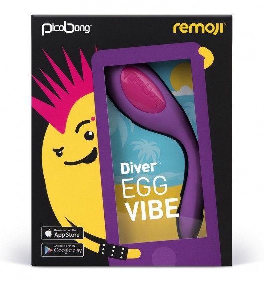 Фиолетовый вибростимулятор DIVER EGG VIBE с управлением при помощи смартфона - PicoBong