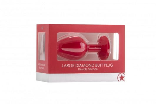 Большая красная анальная пробка OUCH! Large Diamond Butt Plug с кристаллом - 8 см. - Shots Media BV - купить с доставкой в Краснодаре