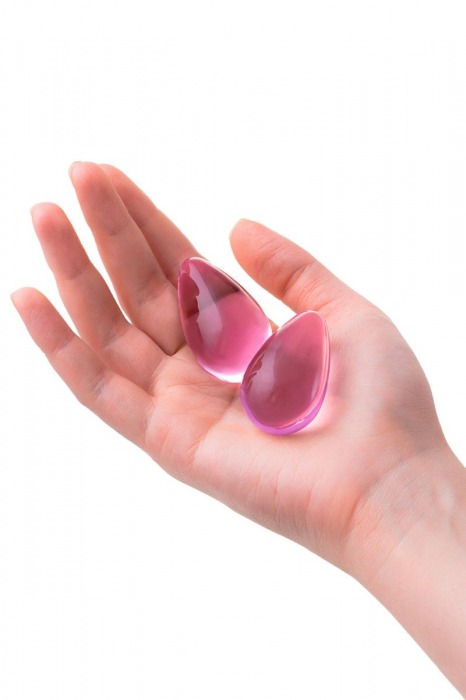 Нежно-розовые стеклянные вагинальные шарики в форме капелек - Sexus