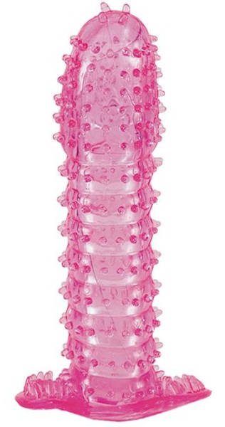 Гелевая розовая насадка с шипами - 12 см. - Toyfa Basic - в Краснодаре купить с доставкой