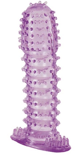 Гелевая фиолетовая насадка с шипами - 12 см. - Toyfa Basic - в Краснодаре купить с доставкой