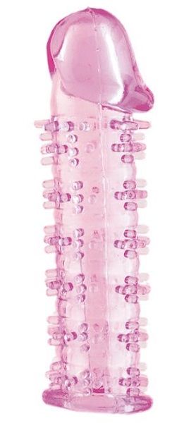 Гелевая розовая насадка на фаллос с шипами - 12 см. - Toyfa Basic - в Краснодаре купить с доставкой