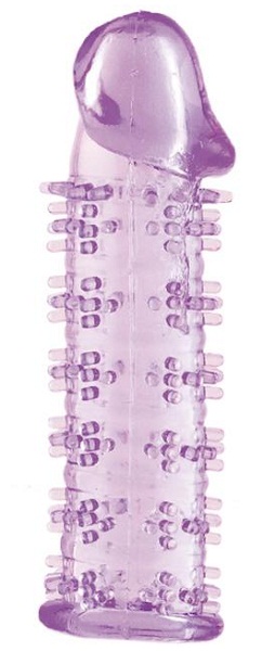 Гелевая фиолетовая насадка на фаллос с шипами - 12 см. - Toyfa Basic - в Краснодаре купить с доставкой